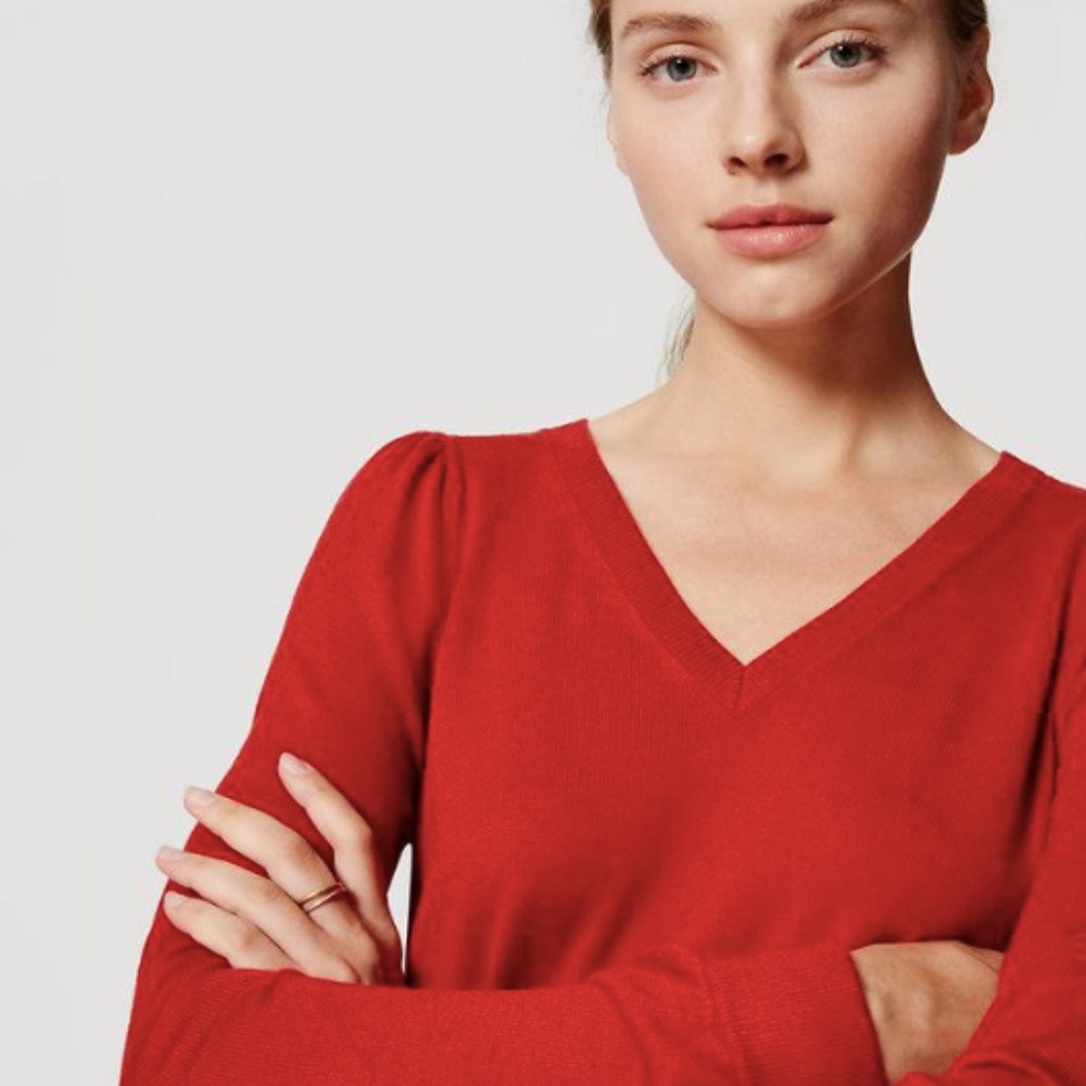 Loft- Red V-Neck Sweater